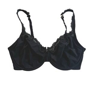 Soma Bra 36 DDD F Black Lace Trim Embraceable Unlined Underwire Seamless 0914